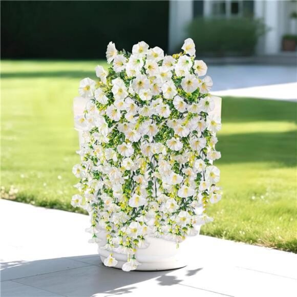 Artificial Flowers for Outdoors Decoration, 4Pcs Fake Hanging Flowers - Picture 1 of 8